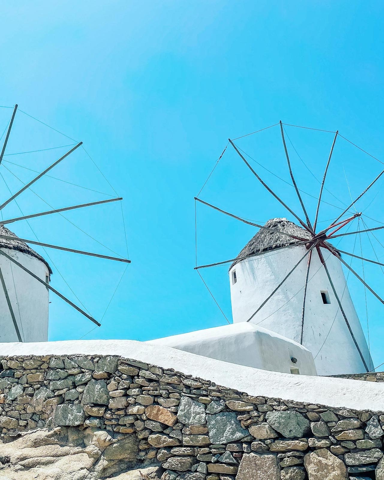 Windmills in Mykonos a short walk from the port