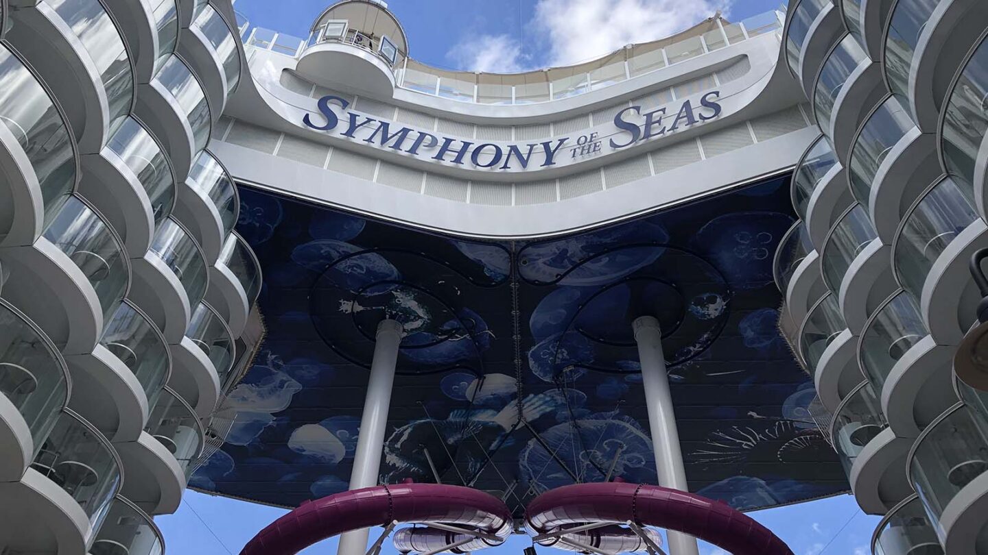 Symphony of the Seas view of the 10 story Abysss msn