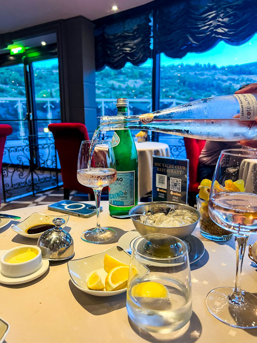 Lunch time on MSC Fantasia view outside the ship. Photo Credit: Donna Vallance Cruising for all