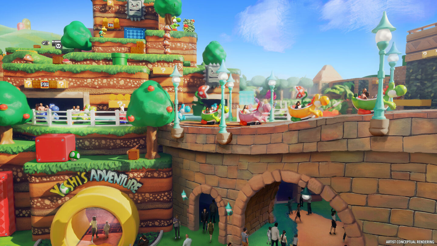 Making its inaugural appearance at Universal Epic Universe, Yoshi's Adventure ride invites guests of all ages on a captivating journey.
