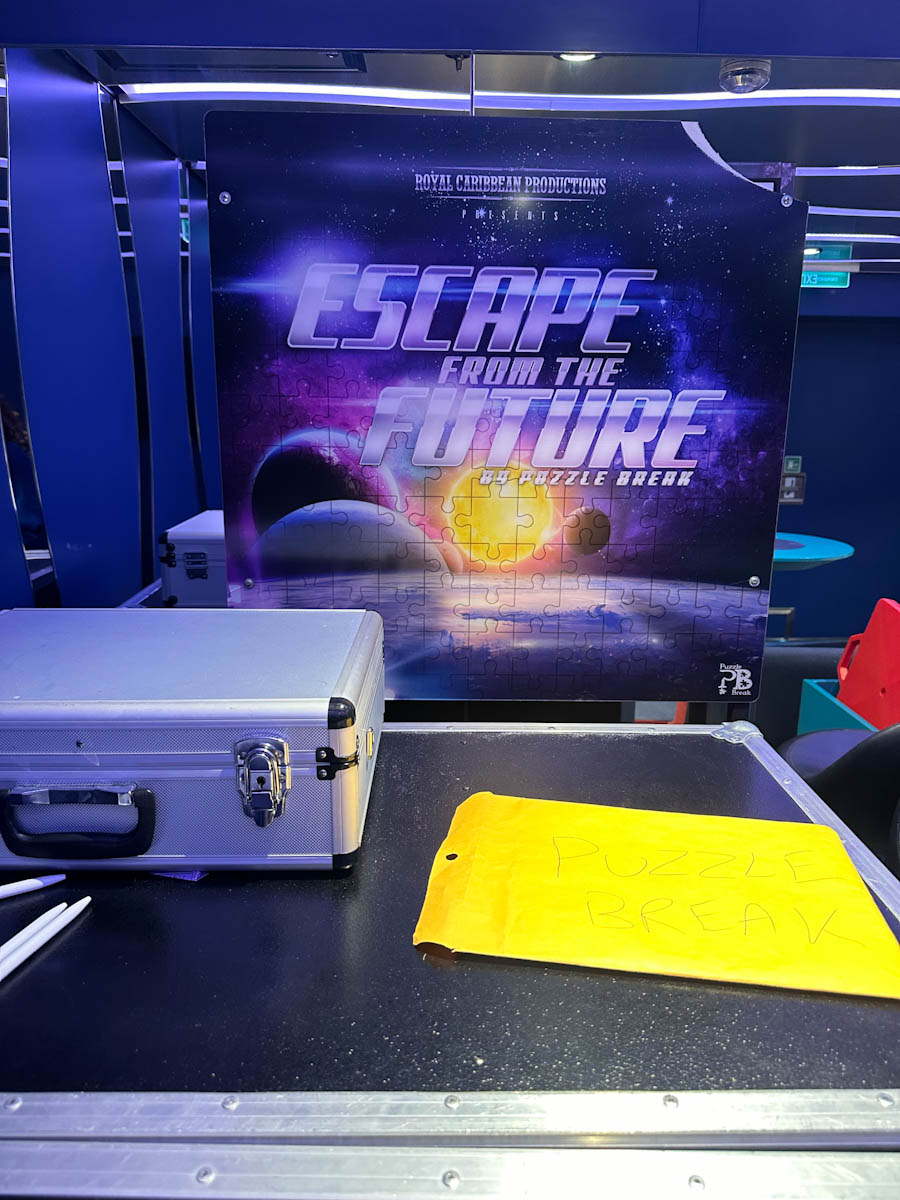 Escape from the Future Puzzple break out room on transatlantic cruise with Royal Caribbean 