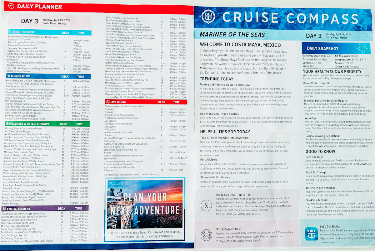 The Cruise Compass from Mariner of the Seas
