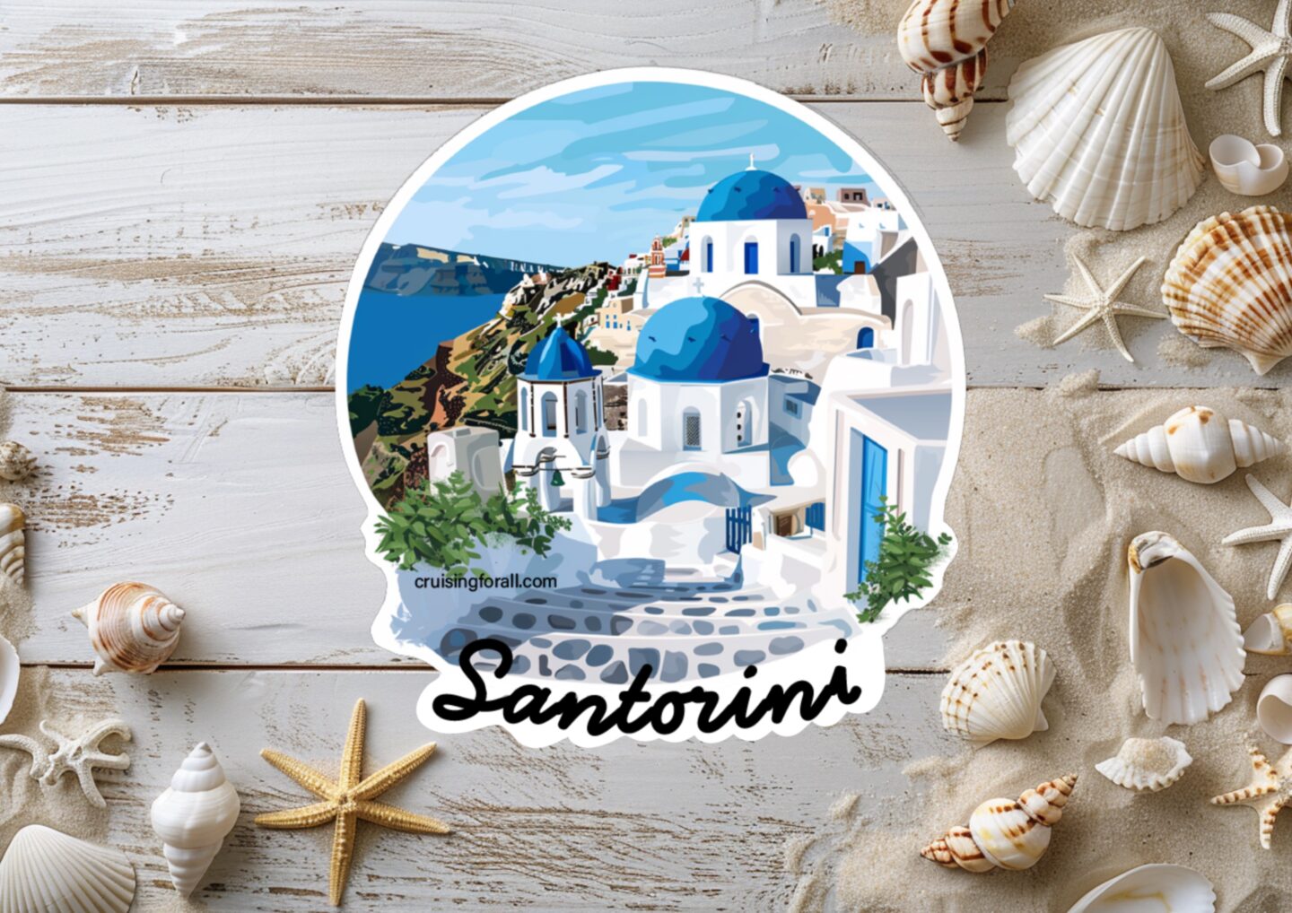 Free Santorini Cruise Door decoration to print yourself on magnet paper