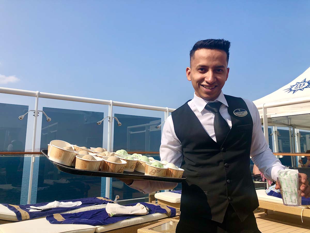 Inside MSC Yacht Club Sun deck serving icecream