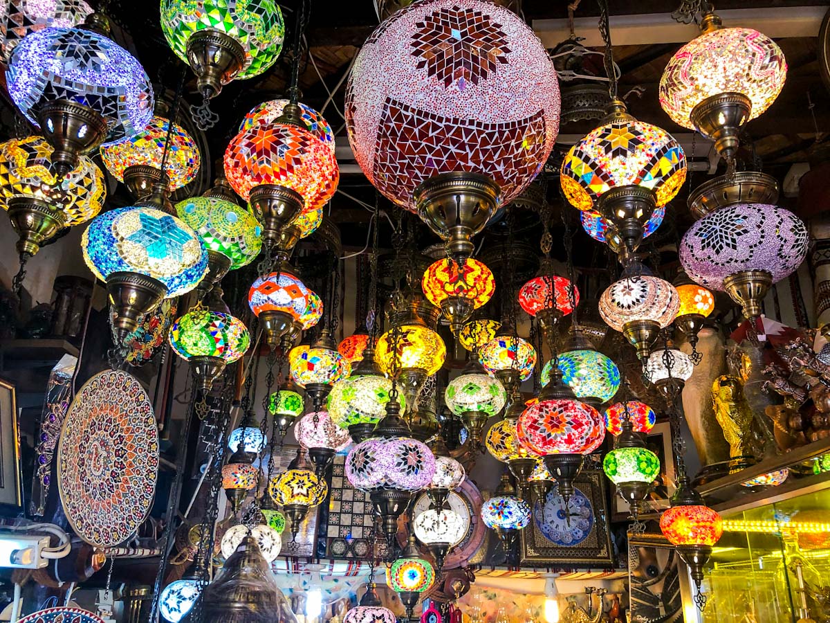 Hanging lanterns in a souk