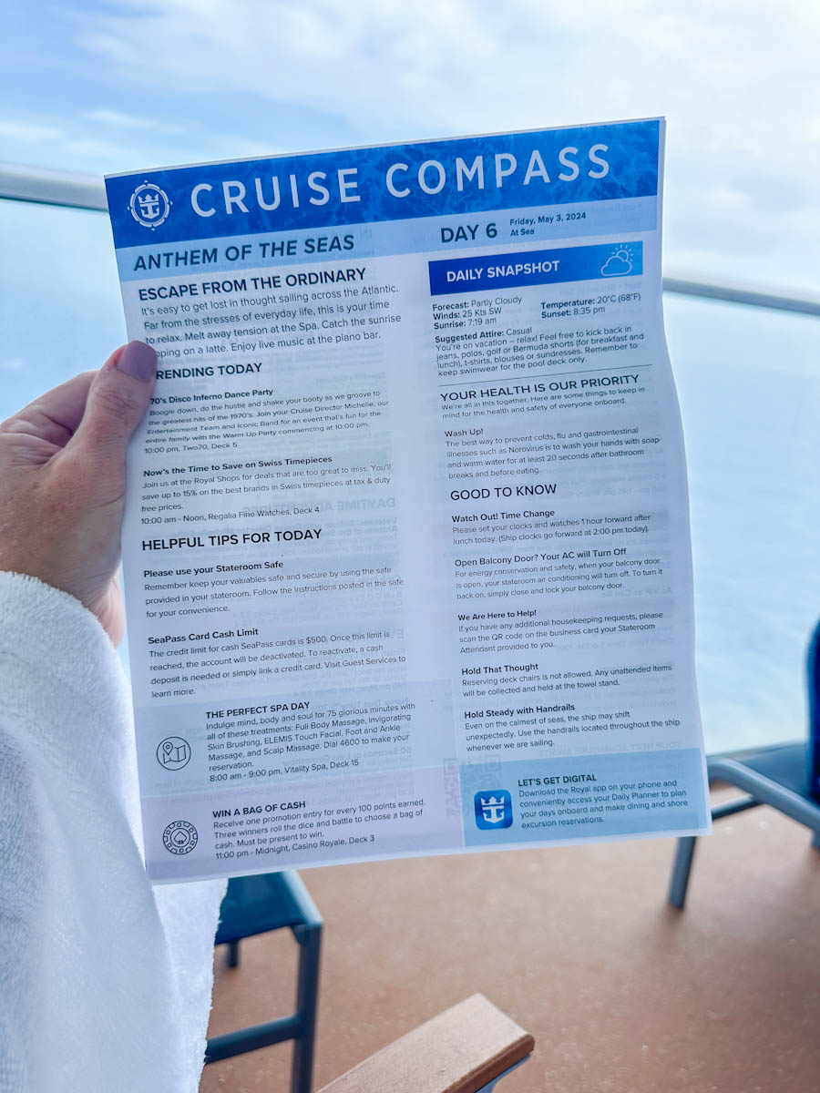 Cruise compass from a ship being held up. 