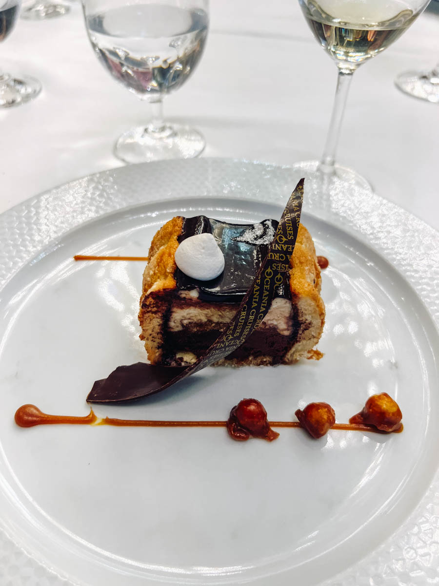 Oceania Marina Ship chocolate dessert in dining room