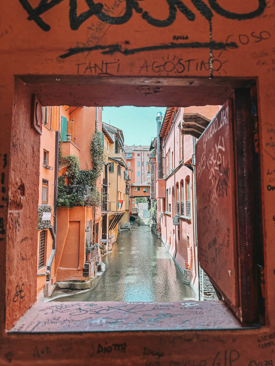 Bologna Hidden Canal as seen through a small window Photo credit: Donna Vallance