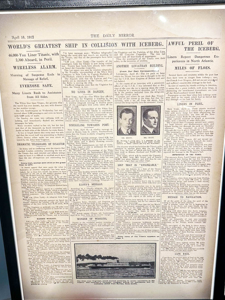 Daily Mirror paper Titanic April 16th