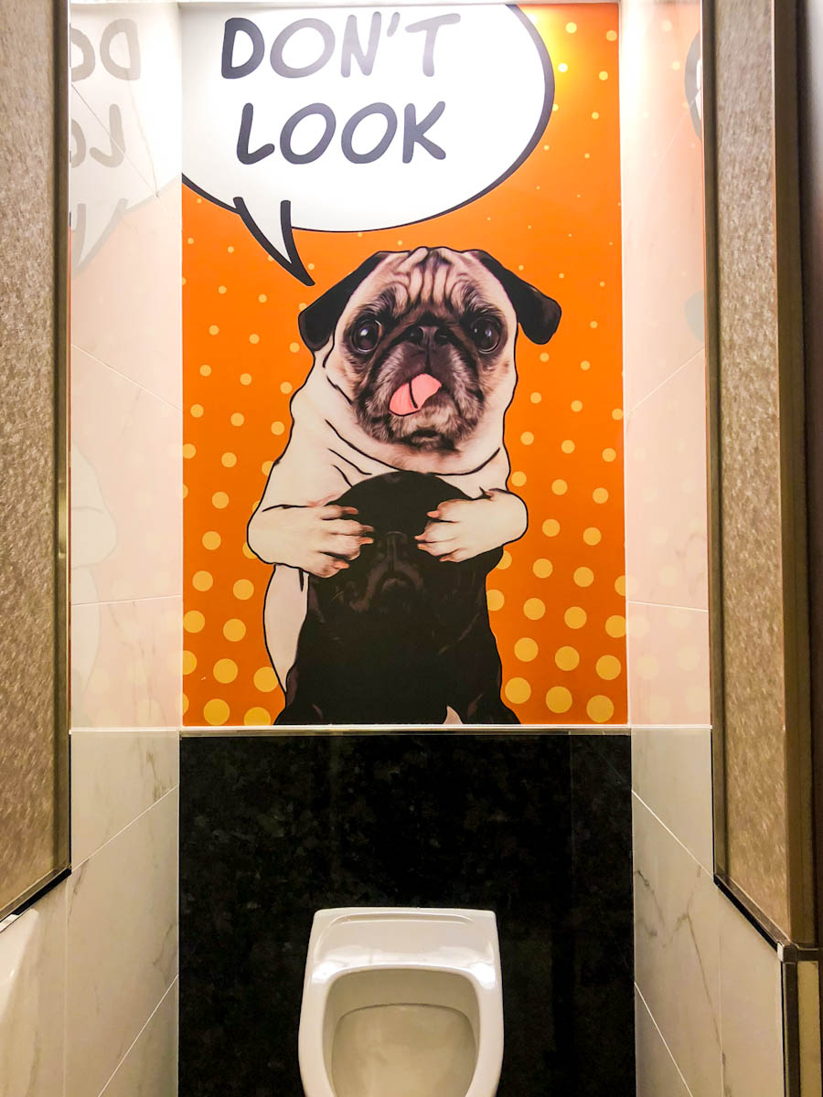 Symphony of the Seas Restroom ART PUG Saying “Don’t look”
