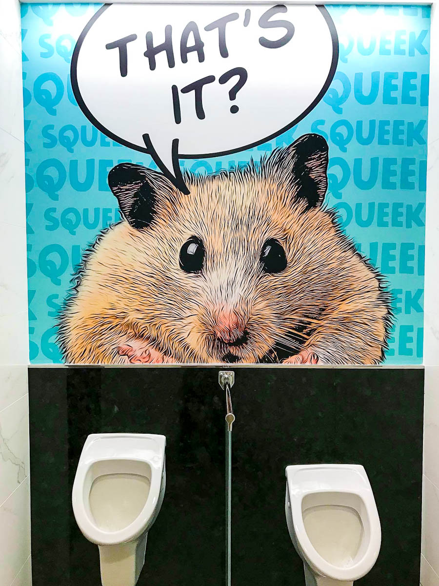 Symphony of the Seas Restroom Art, Hamster saying “ that’s it?”