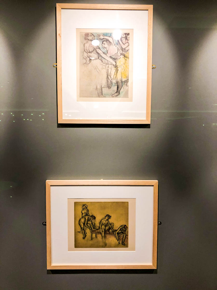 Edgar Degas Two portraits on a wall of ballet dancers backstage MSC